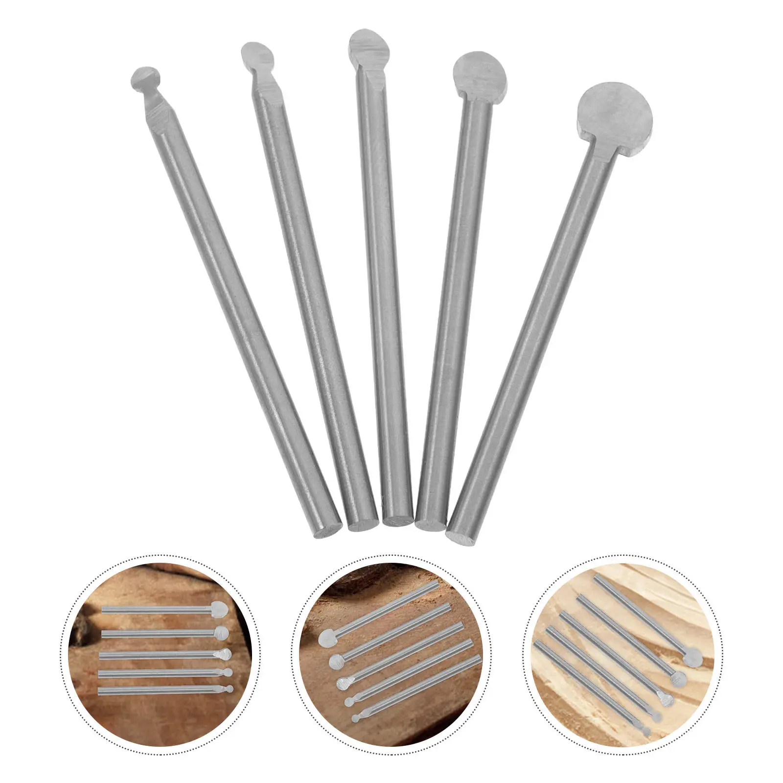 

5pcs Carving Tool Bits Electric Wood Router Set For Woodworking Craft Root Nut Engraving Durable White Steel Drill Bits