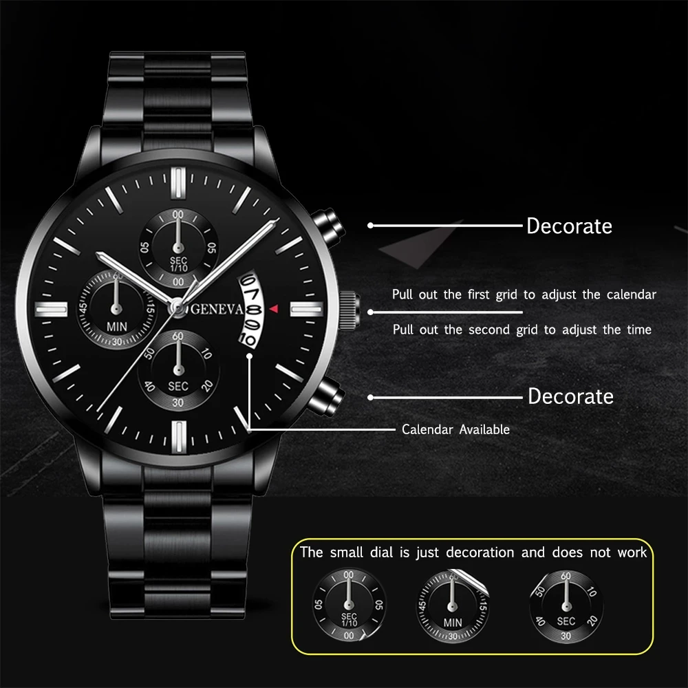 Luxury Gold Watch for Mens Sports Stainless Steel Quartz Watch Calendar Business Watches for Man Leather Clock Relogio Masculino