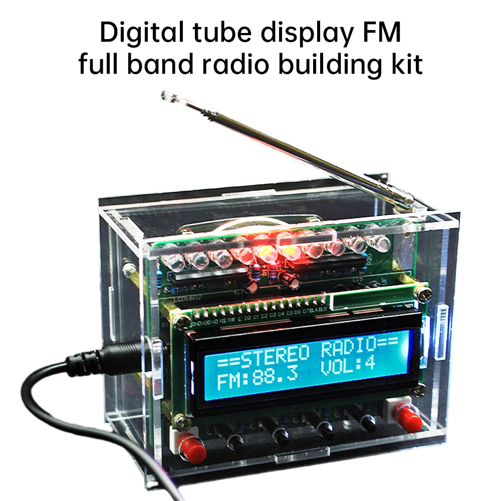 87-108MHz Digital Radio Diy Kit DC4.5-5V Radio Loose Part With 3W 4ω Horn Antenna Electronic Accessories Welding Exercise Tool