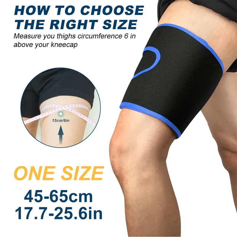 1Pcs Thigh Support Brace Adjustable Compression Thigh Sleeve with Non-Slip Nylon Button for Sore Hamstring, Groin & Quad