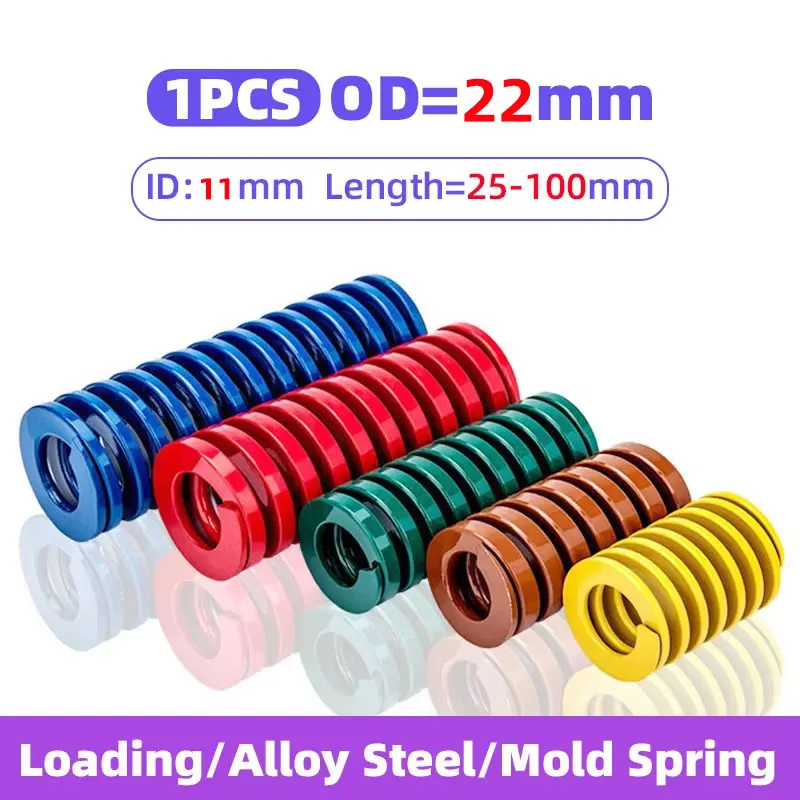 1PCS Mold Spring Compression Spring Loading Die Spring OD 22mm ID 11mm Length 25-100mm Yellow Blue Red Green Brown