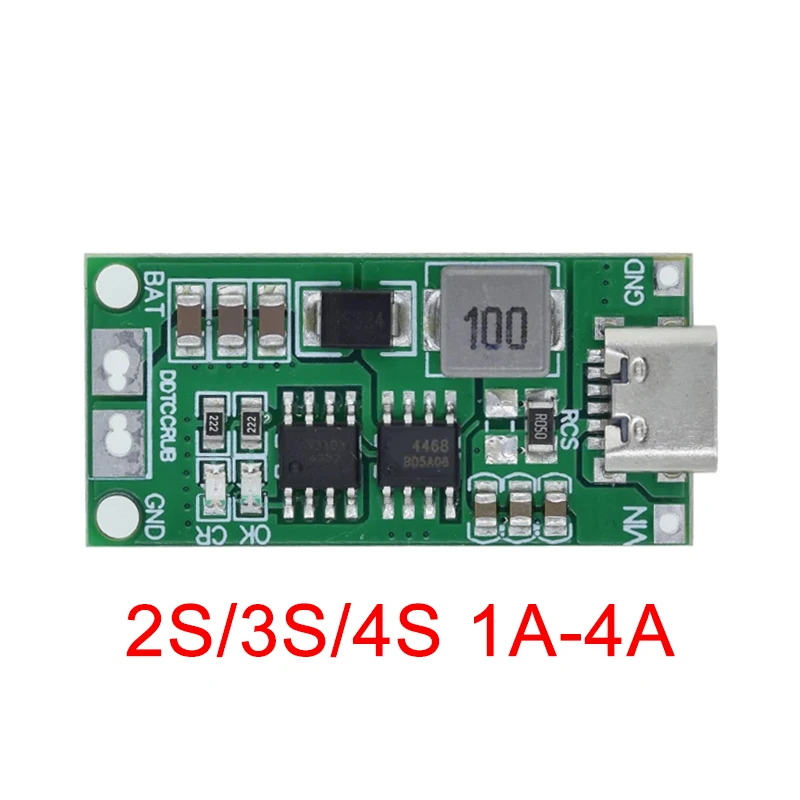 2-5-10pcs 2S 3S 4S Type‑C Step‑Up Lithium Battery Charger Module DC 3‑6V Input Charging Board For 18650 Li‑ion Battery Pack