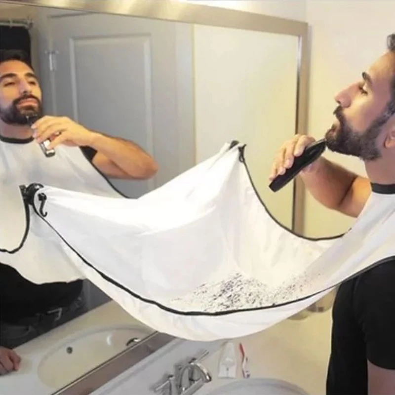 Herren-Rasierschürze mit Haarauffangfunktion, Bartpflege-Umhang, Gesichtshaar-Auffangschürze für Erwachsene, Rasierer-Reinigungsschürze, Friseur-Geschenk für Männer, Reinigungsschürze