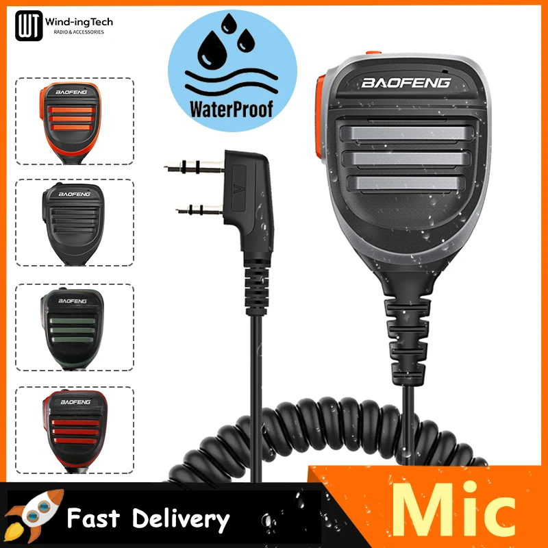 Baofeng Speaker Microphone UV5RH Pro Max Walkie Talkie Waterproof PTT Mic For UV 18 UV-17 Two Way Radio QuanSheng UV-K5(8) UV-K6