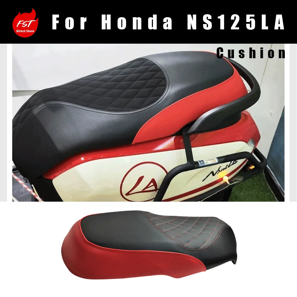Modified Seat Cover for Honda NS125LA, Retro Black‑Blue Leather, Thickened Winter Seat Cushion Cover