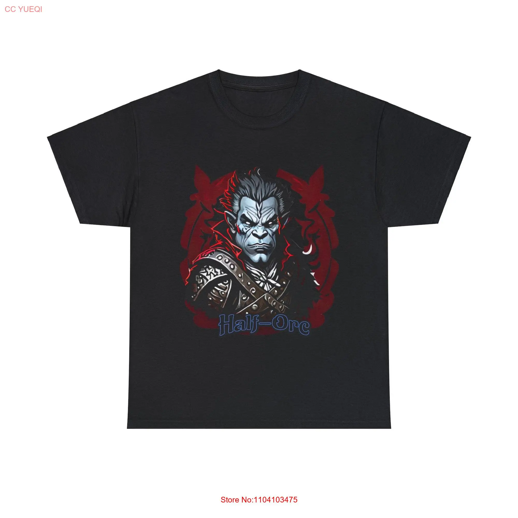 Male Half Orc Portrait RPG Fantasy DnD Character Cotton T Shirt long or short sleeves