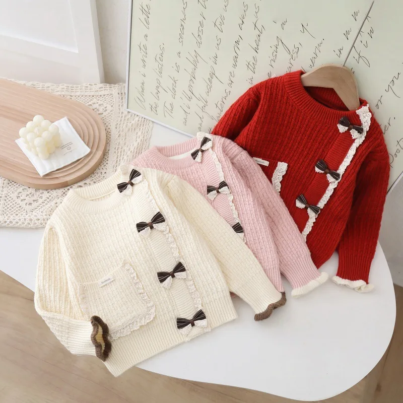 

Girls Knitted Sweaters Spring Autumn 2025 Children Woolen Jersey Clothing Tops For Baby Girl Outerwear Kids Pullover Sweater 6Y