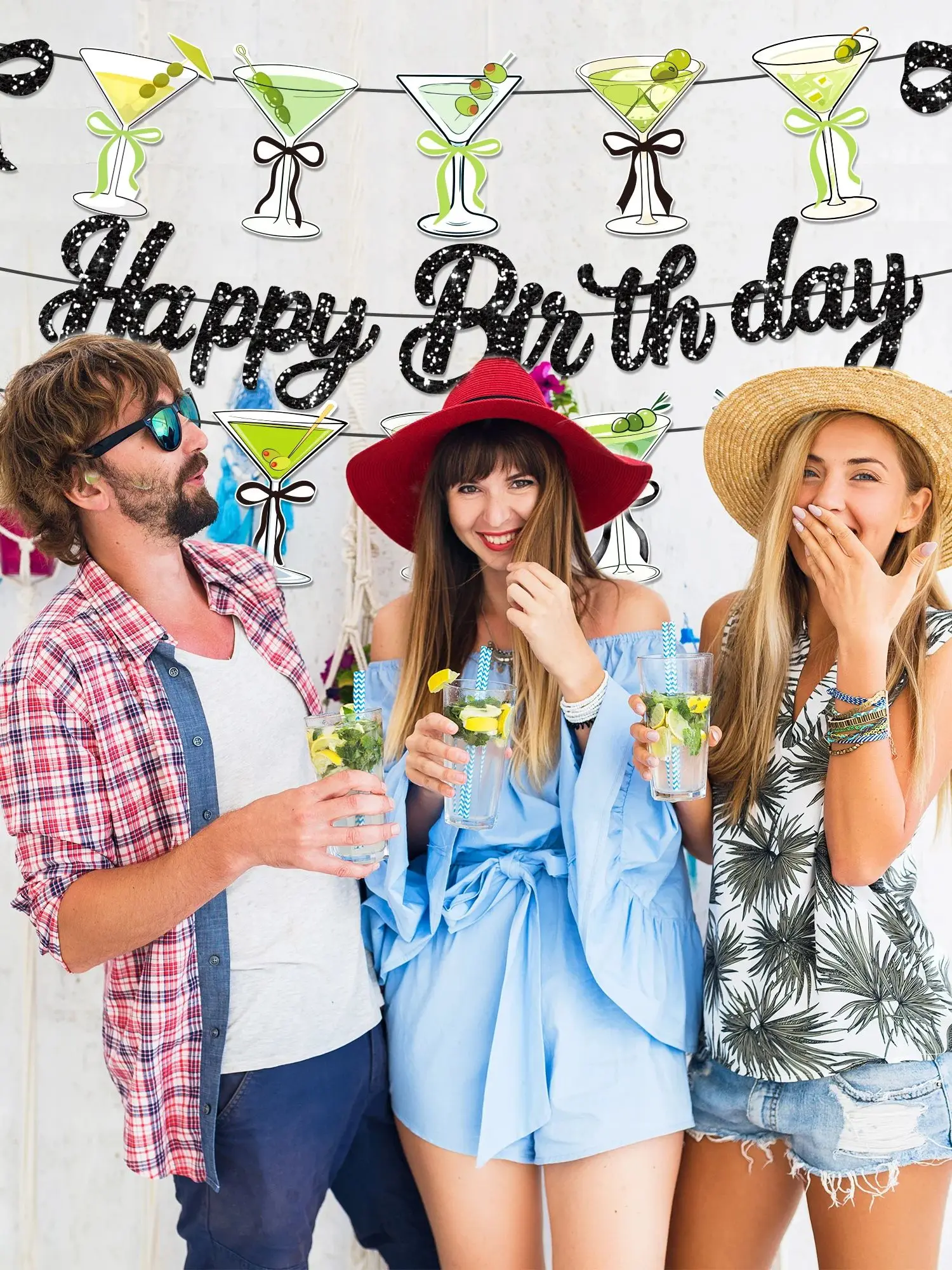 Guirlande suspendue sur le thème joyeux anniversaire à paillettes, bannière murale, drapeaux, toile de fond, signe d'anniversaire, décoration de fête