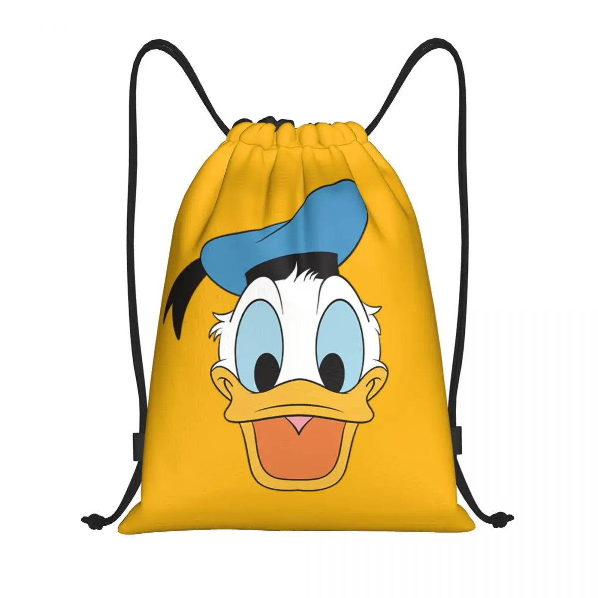 

Custom Happy Donald Duck Drawstring Bag for Shopping Yoga Backpacks Women Men Cartoon Anime Sports Gym Sackpack