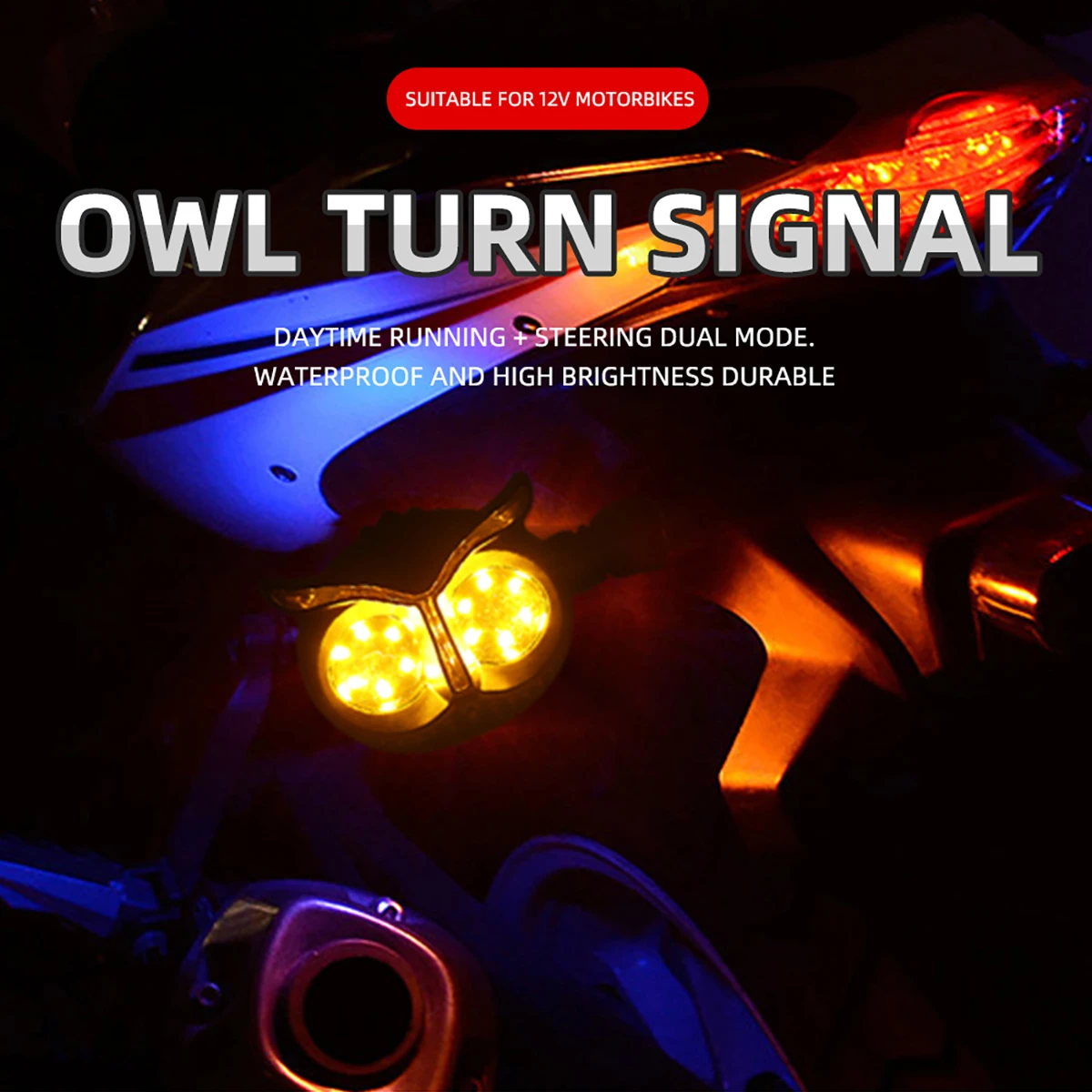 

Комплект из 2 двухцветных фар-«сова» для мотоцикла с указателями поворота, ходовыми огнями и противотуманными фарами для мотоциклов и скутеров