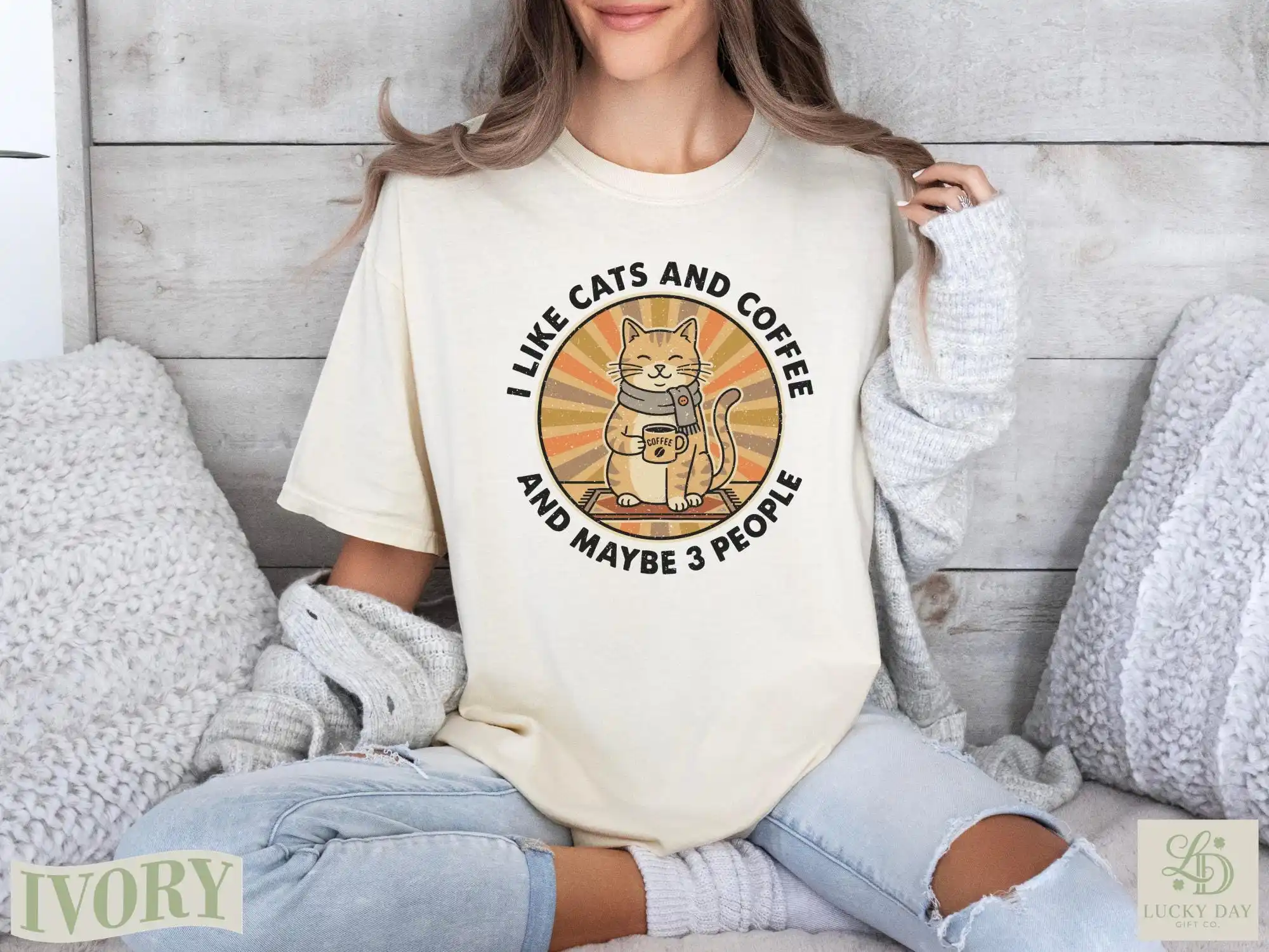 I Like Cats and Coffee Tee, Retro Feline Cafe Shirt, Funny Vintage Cat Mom Top, Whimsical Morning Caffeine Lover Gift T-shirt