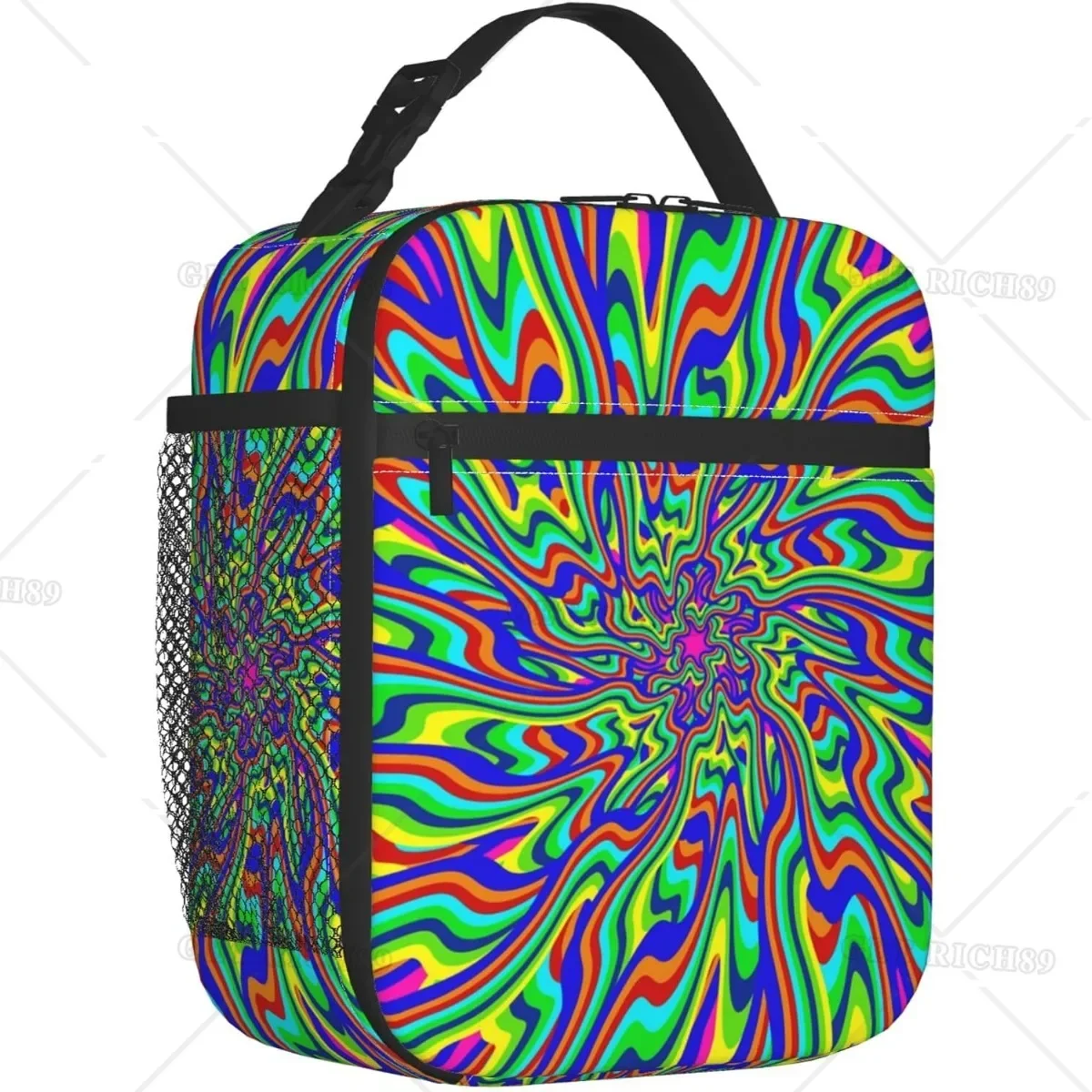 

Men Women Adults Psychedelic Infinity Colorful Art Lunch Box Food Bag for Work Office Outdoor Leakproof Reusable Carry Lunch Bag