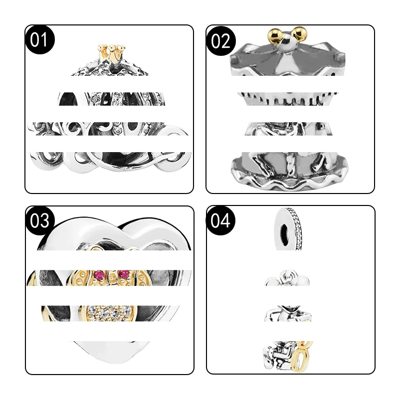 925 Silver 14K Gold Charms Mouse 90th Anniversary Pendants Pumpkin Carriage Carousel Love Beads For Bracelets Women Fine Jewelry