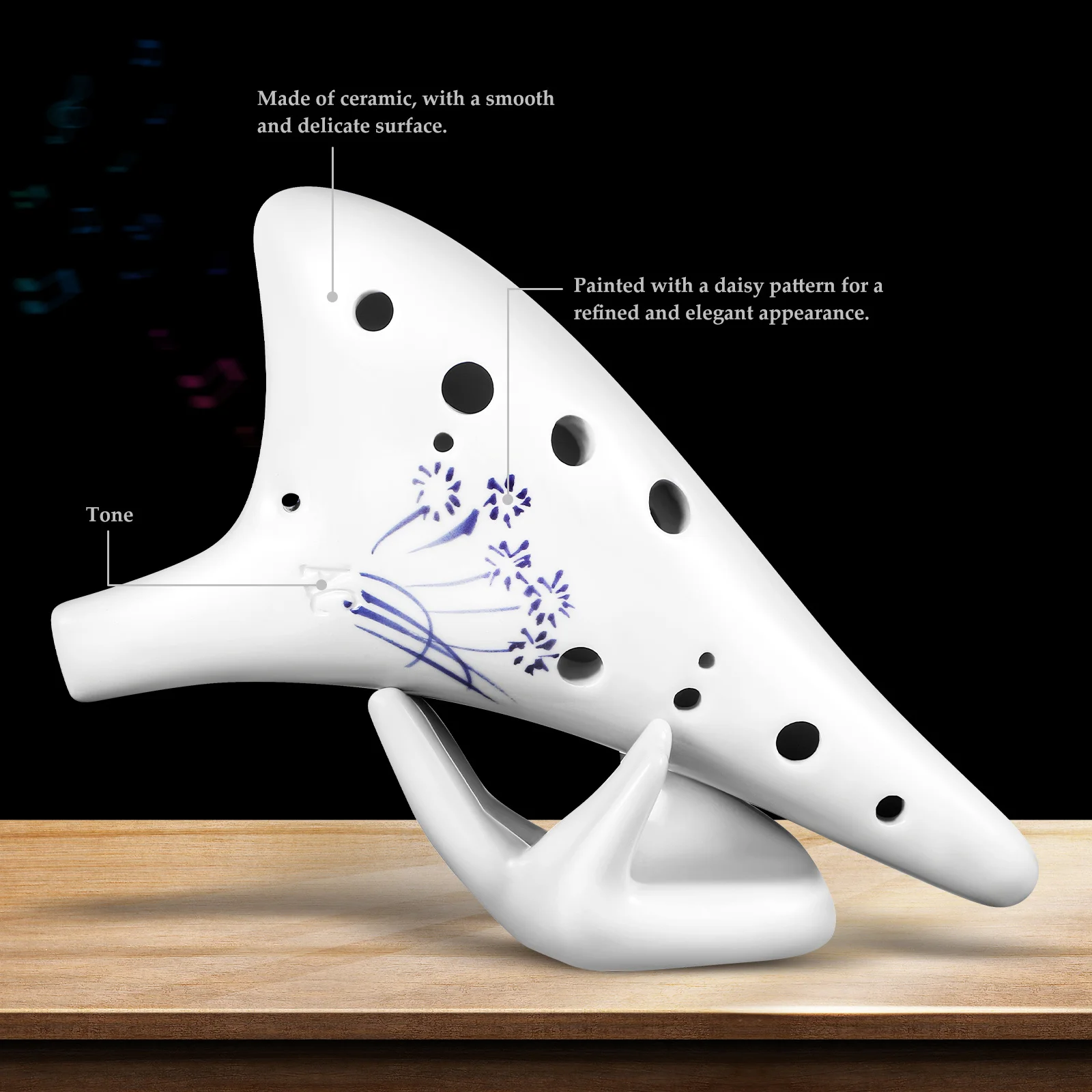 

Musical Instruments Holes Alto Pottery Ocarina Porcelain Ceramic Real Clay