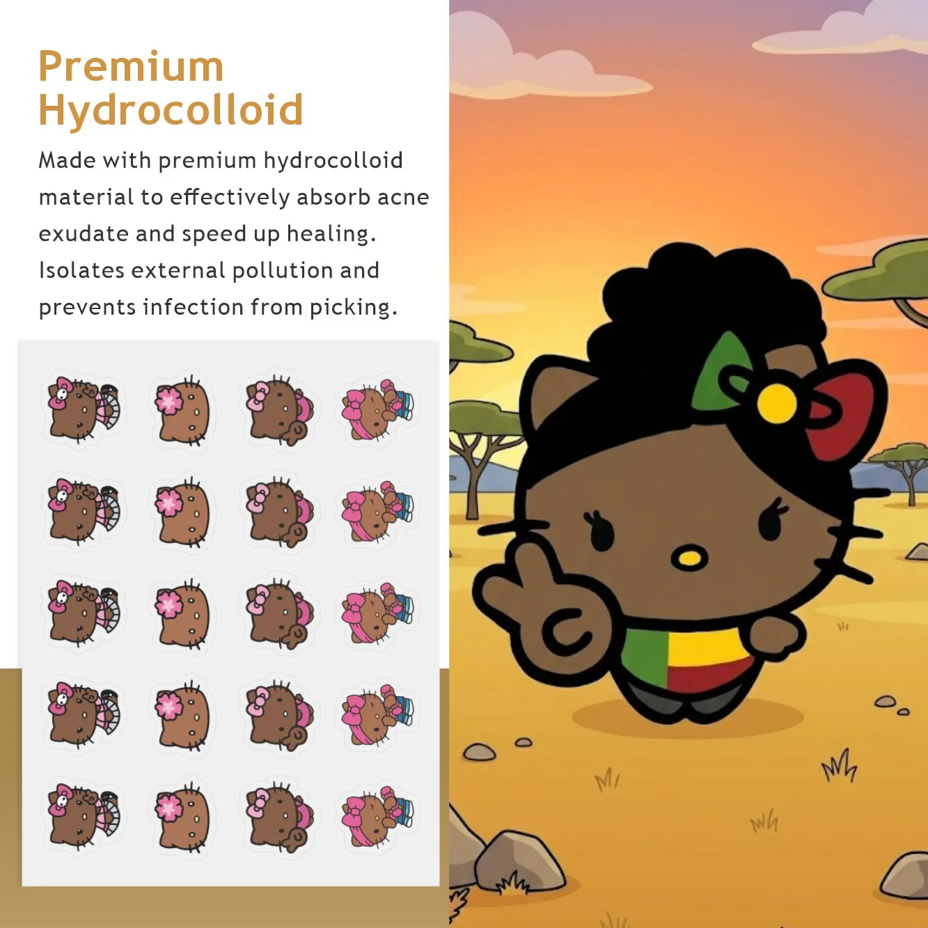 100PCS hello kitty Acne patches, facial acne patches, hydrogel acne removal patches, concealer view 6