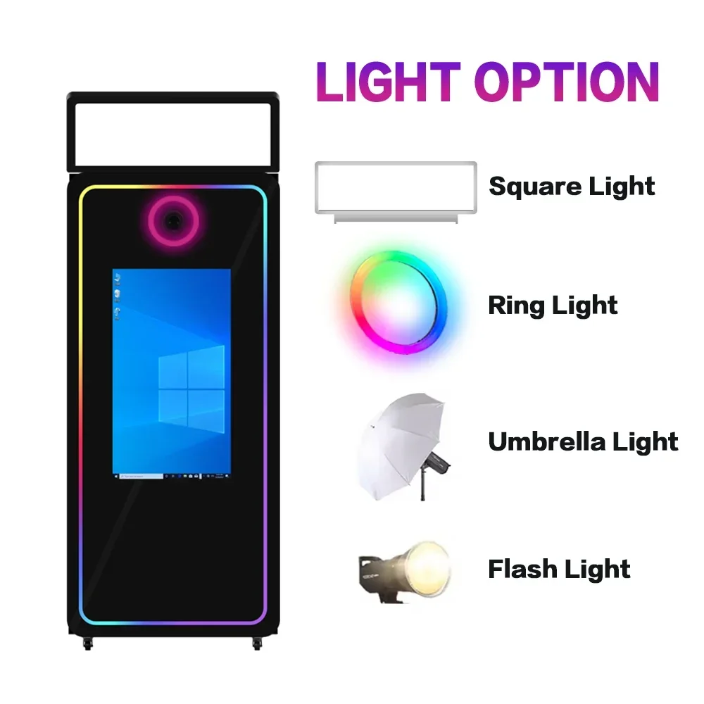 Magic Mirror Photo Booth, Super Bright Square Fill Light, Portable Ttouch Screen Photo Booth, Video Photo Booth Machine, New