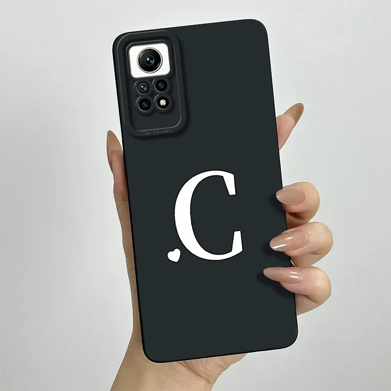For Xiaomi Redmi Note 12 Pro 4G Case Redmi Note 12 Pro 4G Phone Case 2209116AG Cute Initial Letters Square Shockproof Back Cover