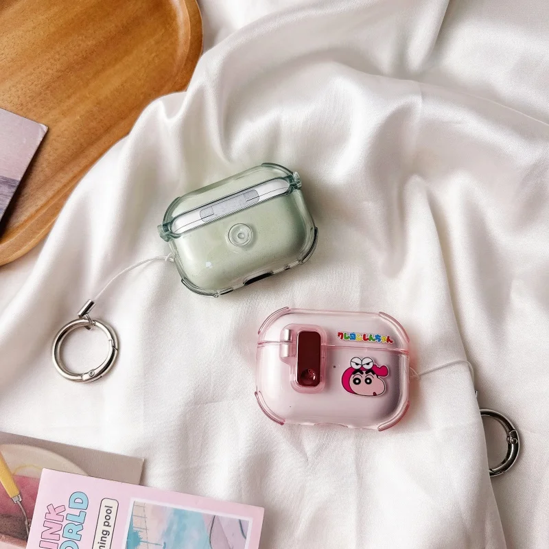 ترتد تلوين شين تشان حقيبة سماعة الاذن قلادة ل AirPods برو 2nd الجيل 4 1 2 3 غطاء لطيف شينشان واقية سماعة