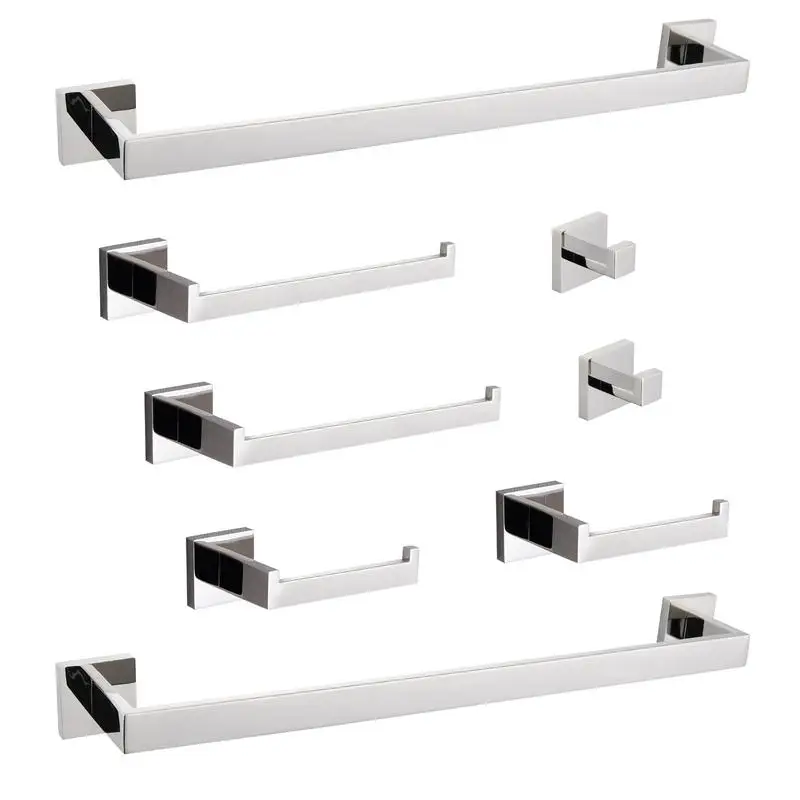 

8-Pc Bath Hardware Set - Stylish Towel Bars, Hooks, and More for Home Bathroom Decor