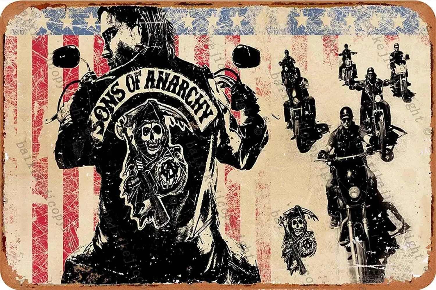 Sons of Anarchy Let Freedoom Ride Tin Retro Sign Poster Plaque Wall Decor for Bar Cafe Garden Bedroom Office Hotel