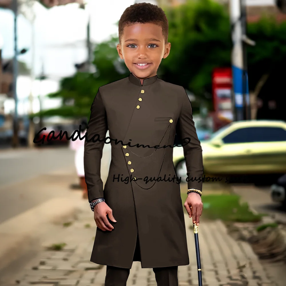 African Style Boys Suit 2 Piece Blazer Pants Formal Single Breasted Clothes Wedding Kids Tuxedo Teen Performance Dress