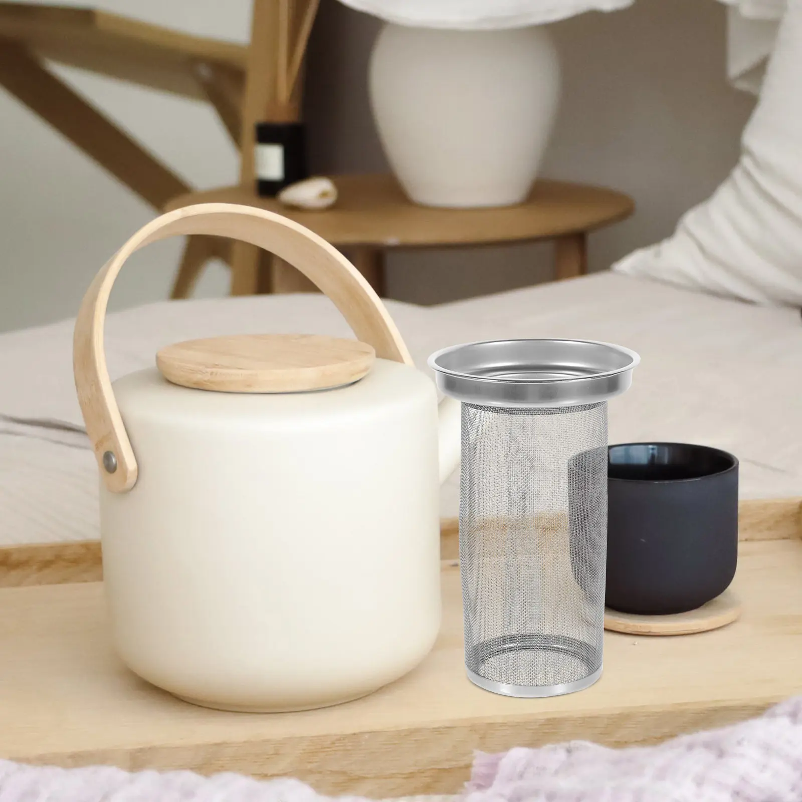 Premium Stainless Steel Tea Filter Strainer Teapot Infuser Insert for Loose Tea Even Hole Distribution Portable Lightweight