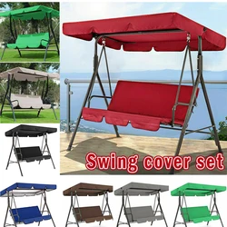 2PCS 210D Coating Uv-Resistant Waterproof Garden Chairs Patio Swing Cover Set Swing Canopy Seat Top Awning 190*132*15cm