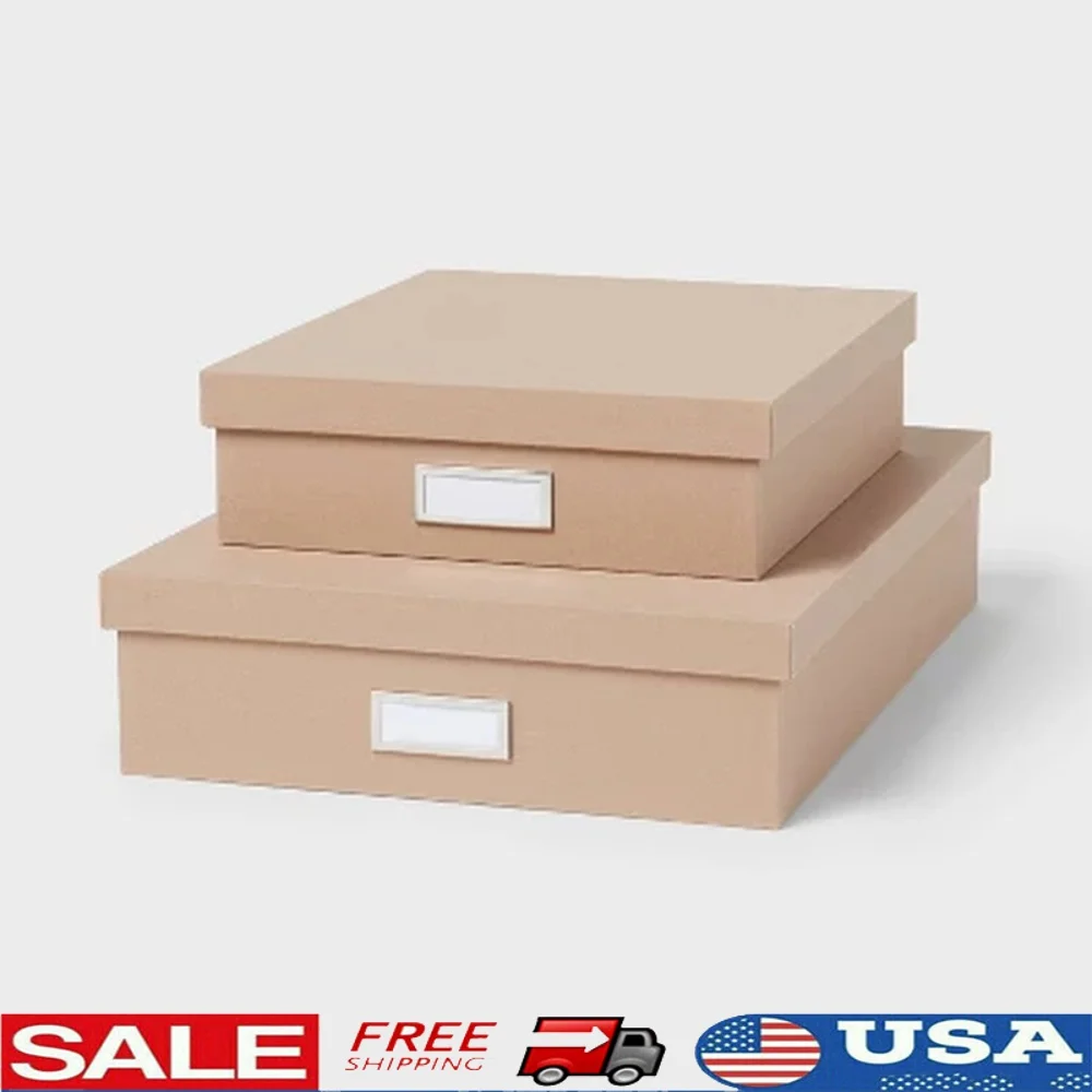 

2 Pack Cube Shaped Canvas Storage Bins with Removable Lids Office Organizers Polyester Canvas Shallow Design Stationery Items