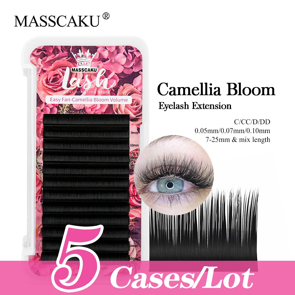 

MASSCAKU 5cases/lot 3D Effect Professional Fast Flowering Individual Eyelash Easy Grafting Auto Fans Camellia Blooming Supplies