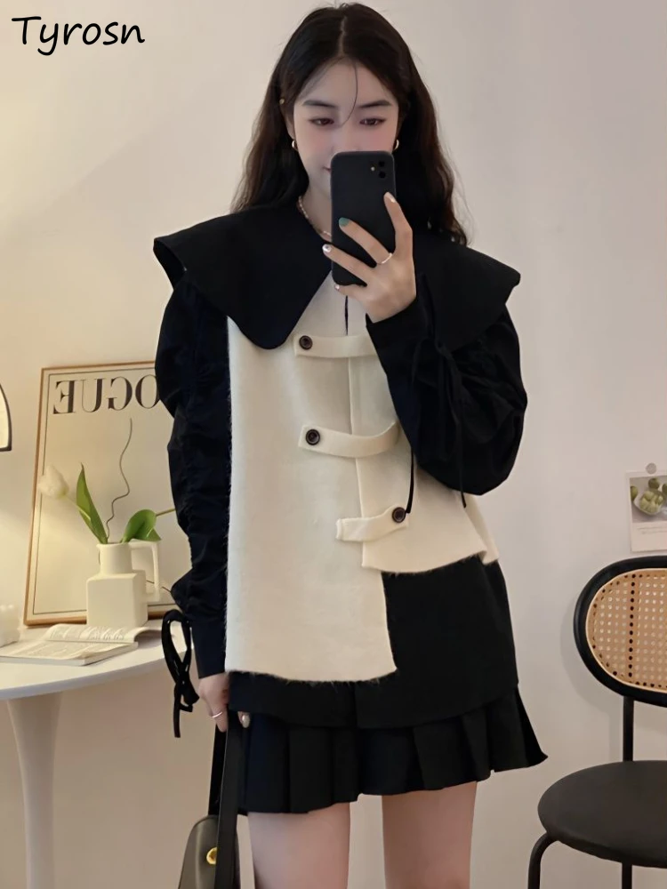 

Sweater Vests Women Asymmetrical Design All-match Creativity Fashion Elegant Knitting Korean Style Ladies Retro Leisure Autumn