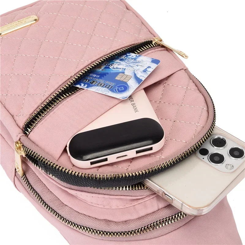Schicke Brusttasche aus Oxford-Stoff für den täglichen Gebrauch, stilvolle Damen-Schultertasche mit Stickerei-Linie, einzelne Reise-Umhängetasche für Mobiltelefone