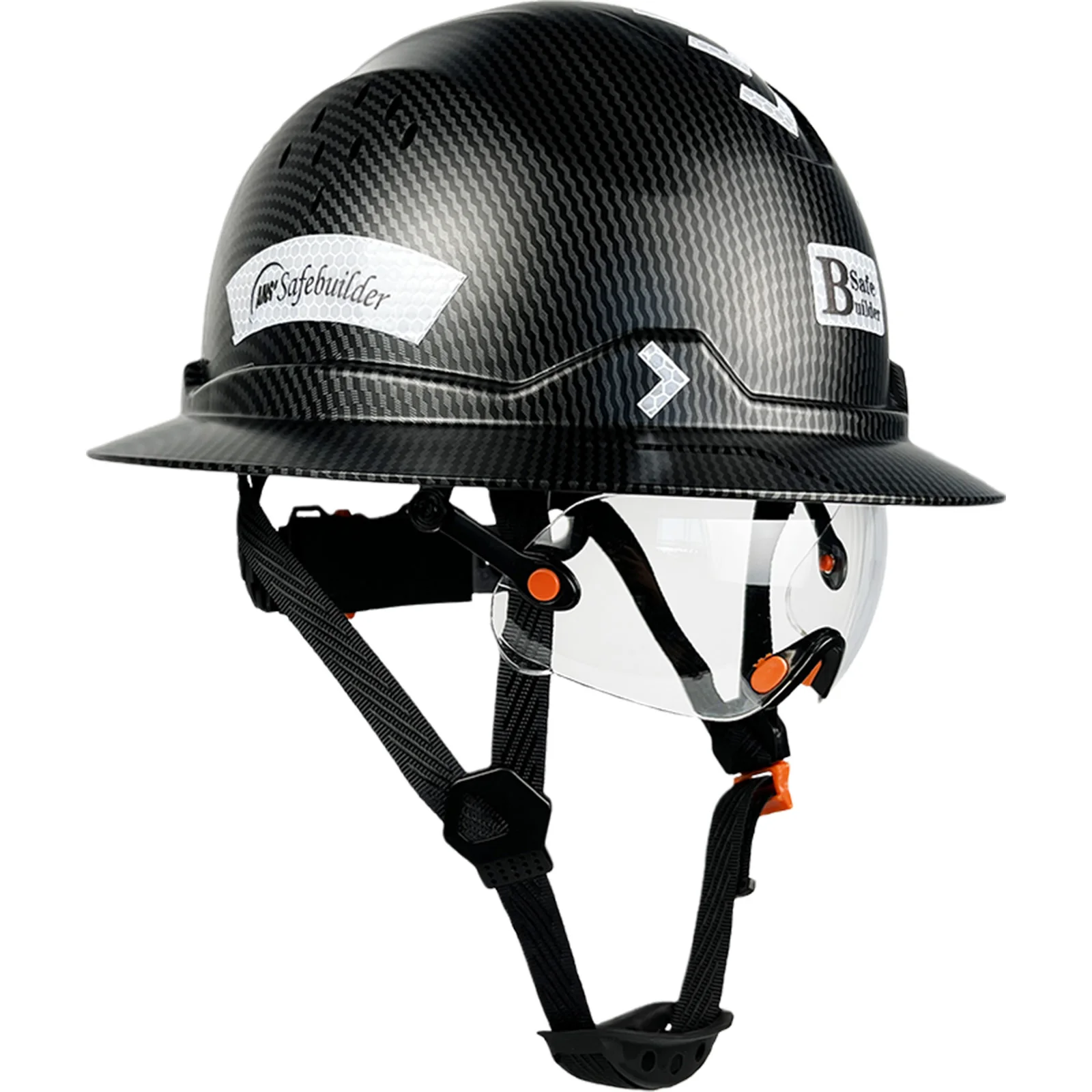 Full Brim Hard Hat With Visor For Engineer Safety Helmet With Goggles Reflective ANSI Head Protection Industrial Construction