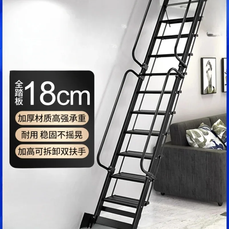 Attic  Household Aluminum Alloy Folding Step Plate  Indoor Straight Single-Side Ladder Customization