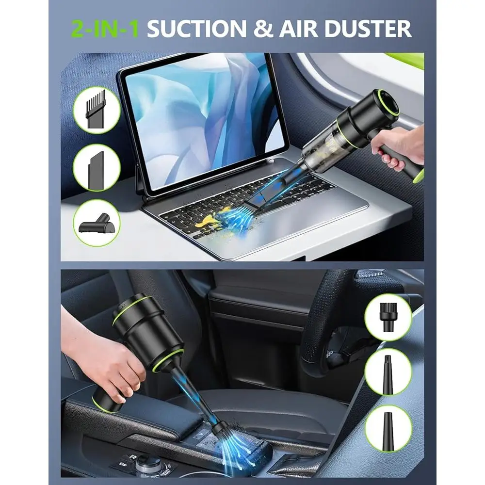 휴대용 자동차 진공 청소기 무선 12000PA 휴대용 미니 진공 HEPA 필터 LED 라이트 다기능 노즐 공기 먼지 떨이