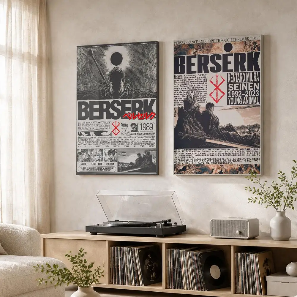 Japanese Anime B-Berserk Framed Wall Painting Wood Framed Wall Art Print For Bedroom Living Room Hallway Office Home Decor