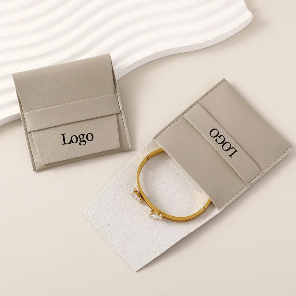 

Customize PU Leather Necklace Package Organizer Personalized Logo Jewelry Chain Rings Display Pocket Wedding Favor Gift Pouches