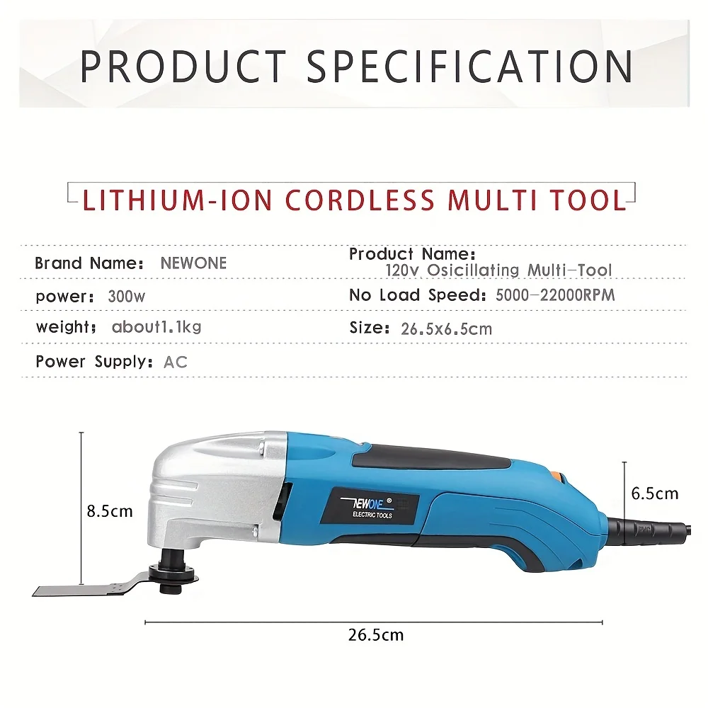 1 Set NEWONE Oscillating Tool, 2.5 Amp Power Tools, Variable Speed Oscillating Multi-Tool Kit With 15pcs Oscillating Tools Acces