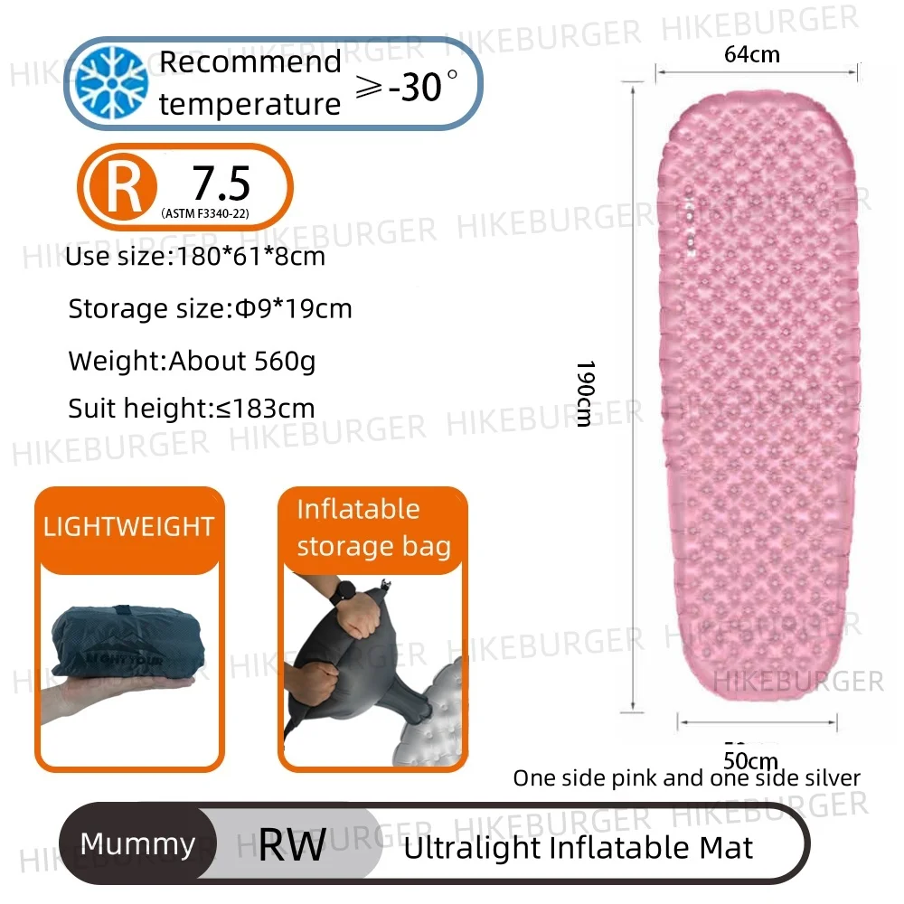 Light Tour R Value 7.5 Camping Inflatable Mattress Outdoor Portable Sleeping Pad Ultralight Hiking Single People Mat R4.2/R3.5 image 3
