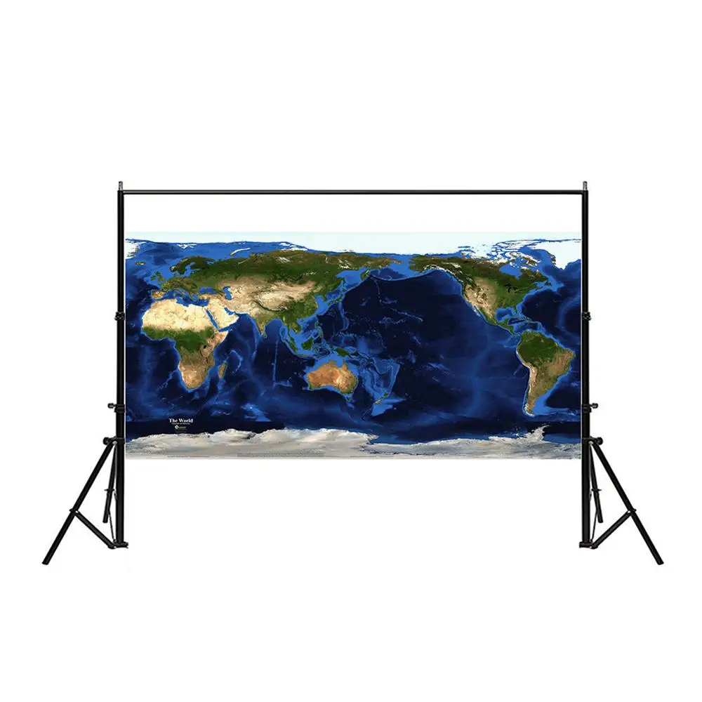 150x100cm Satellite Map of The World Topography And Bathymetry Non-woven Spray Painting Map