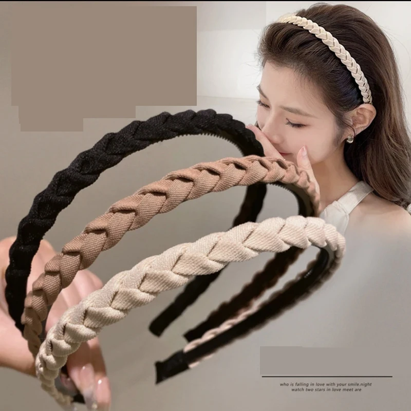 Elegant Fabric Weaving Twist Hairband Women's Crimped Hair Non-slip with Teeth Korean Hair Bundle Girls Hair Accessories