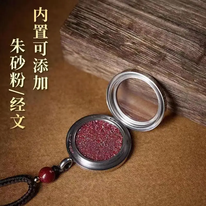 Natural cinnabar raw ore particles, sand bottles, titanium steel necklaces can be opened to hold items