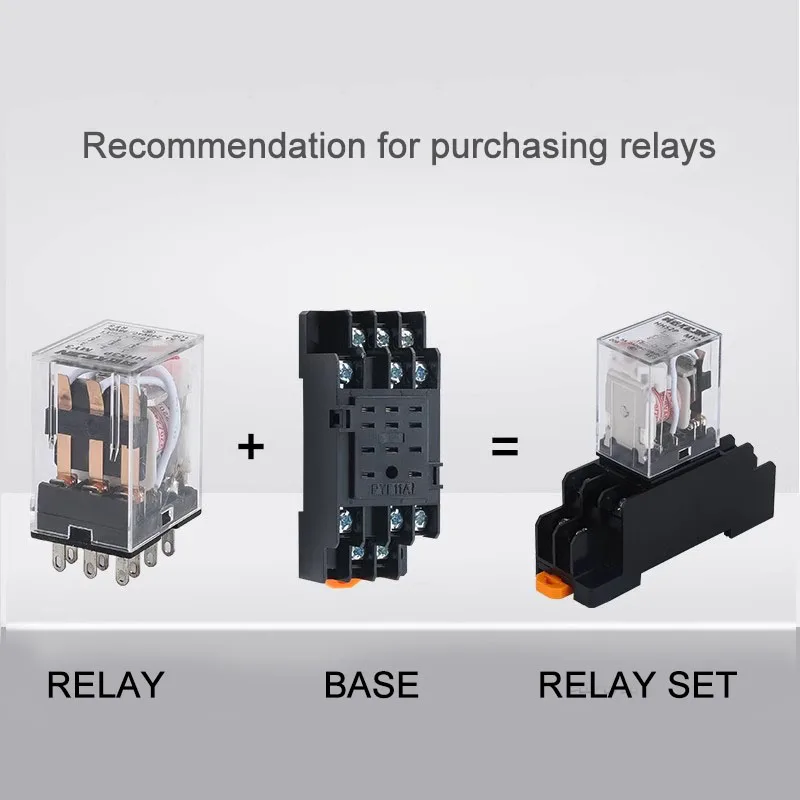 1PC HH52P HH53P HH54P HH62P HH63P HH64P Intermediate Electromagnetic Power Relay With Socket Base DC 12V 24V AC 220V 8 11 14 Pin