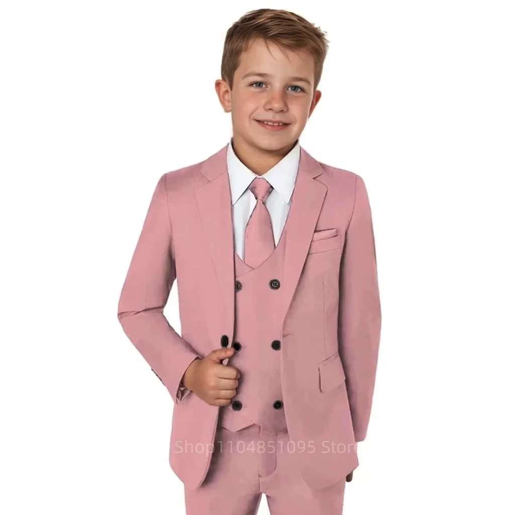 Immagine 7: Abito da bambino grigio a 3 pezzi, giacca, pantaloni e gilet - Smoking per bambini per matrimoni, cerimonie di laurea, spettacoli teatrali, abbigliamento formale