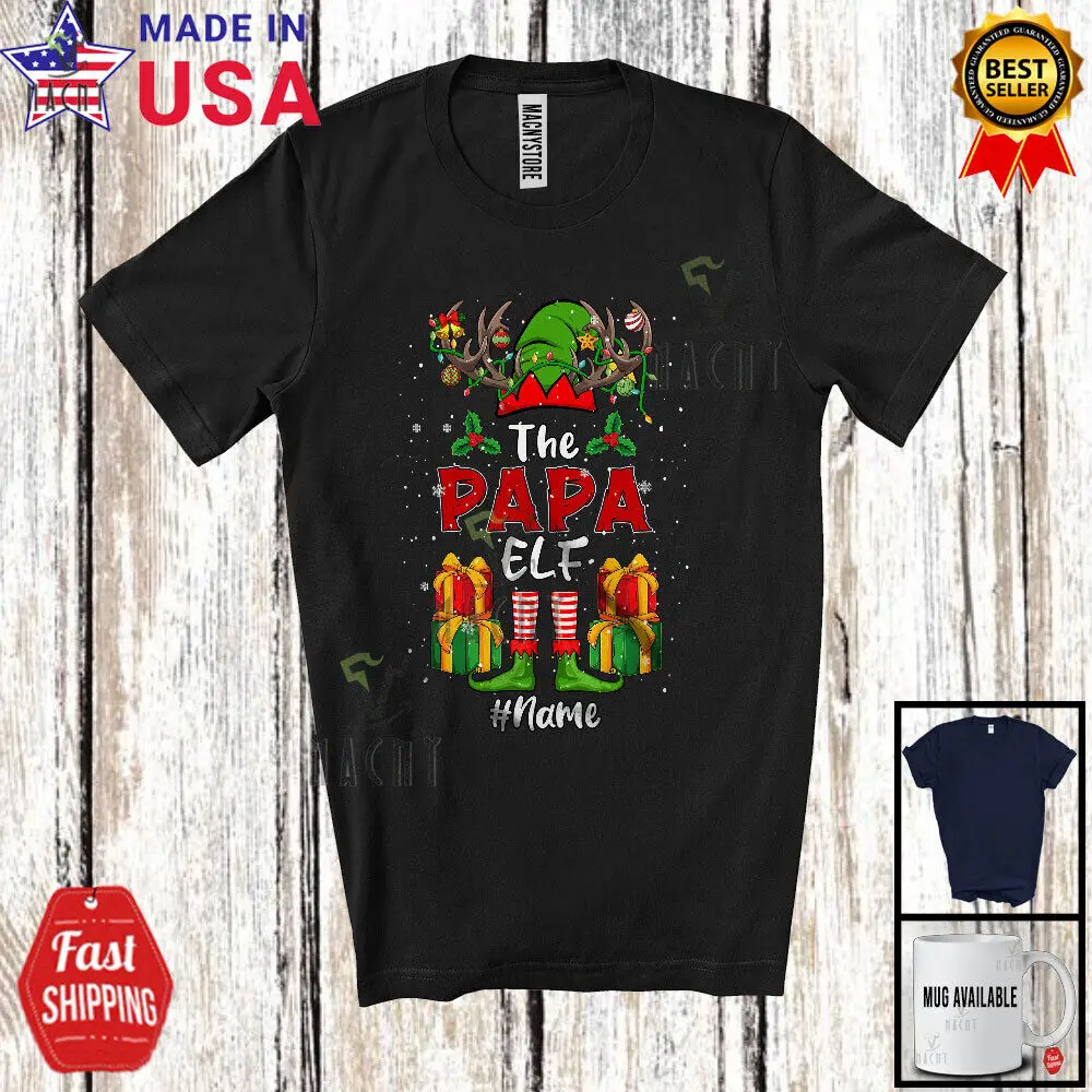 

Custom Name The Papa Elf; Awesome Christmas Elf Reindeer; Family Group T-Shirt