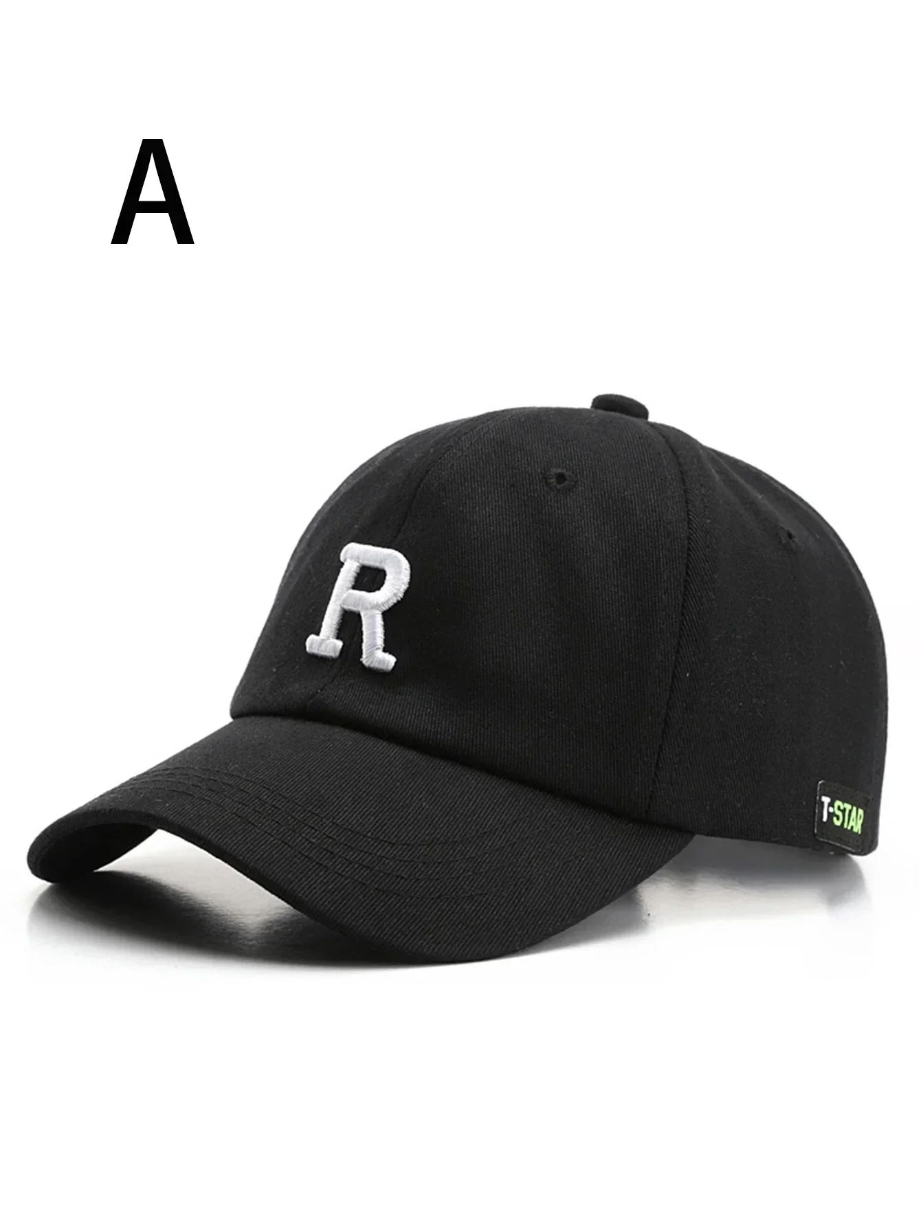 1 unisex all season fashionable pure cotton retro embroidered letter R baseball cap
