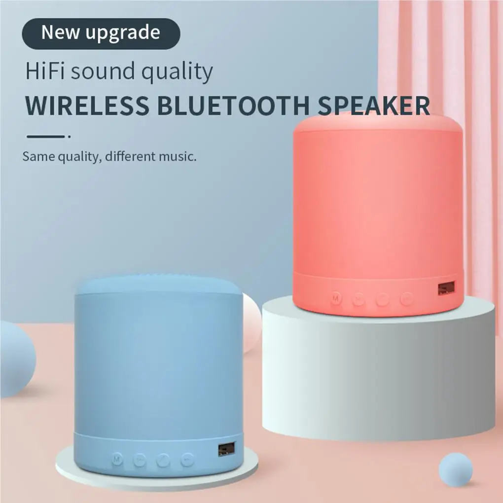 Mini Speaker Wireless Rechargeable Memory Card Loudspeaker Stereo Home Office Party Sound Box AUX USB Playback Pink