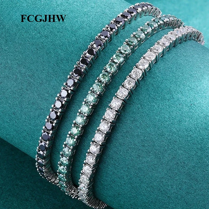 FCGJHW 3/4/5mm Pass Diamond Test Moissanite Tennis Bracelets for Women Men Original 925 Sterling Silver Bangles Certificate 2026