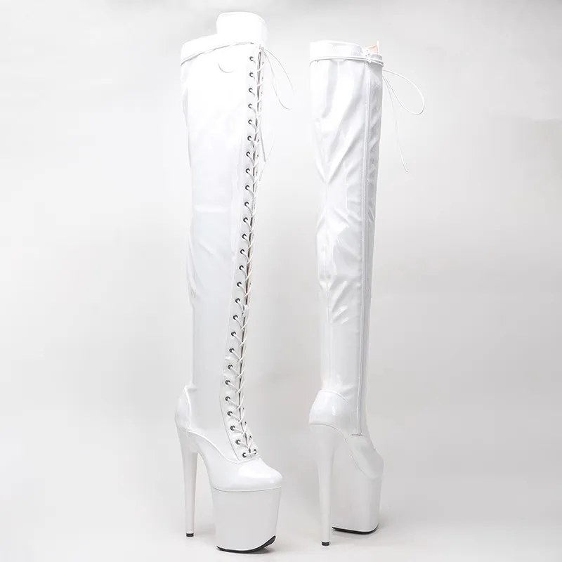 LAIJIANJINXIA-Bottes Modernes au-dessus du Genou pour Femme, Chaussures de Pole Dance, Plateforme Supérieure en PU, Talons Hauts de ix, 20cm, 8 Pouces, Nouveau, 250