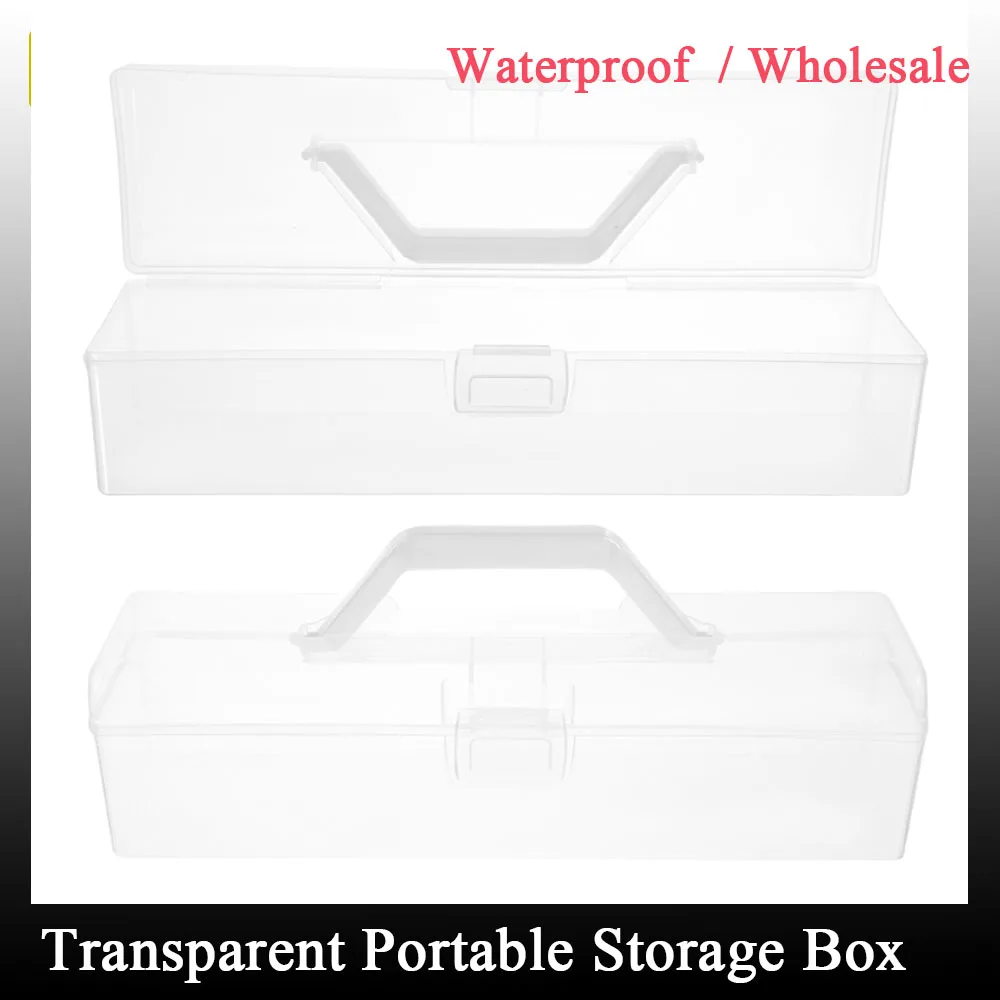 

2pcs Transparent Portable Storage Box Thickened Tool Box For Paint Brushes Watercolor Brush Holder Organizer For Art Supplies