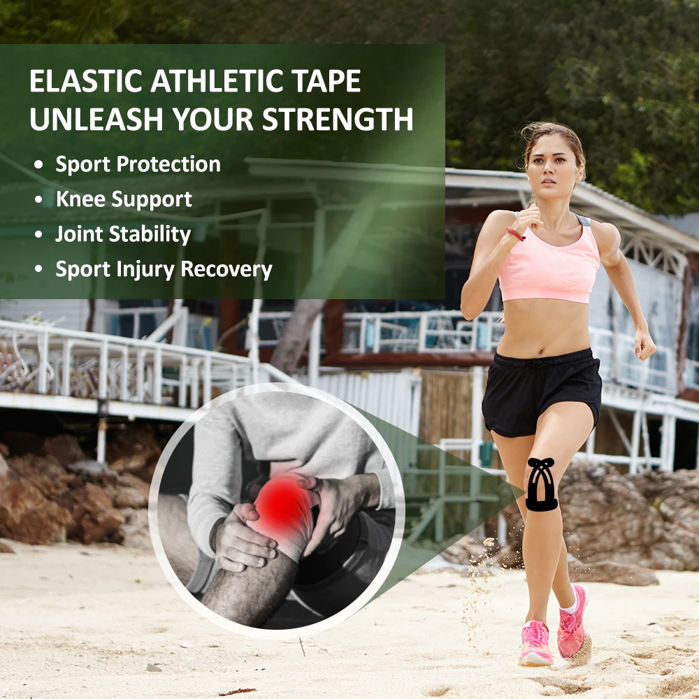 5 STKS elastische kniesteuntape - voorgesneden kinesiologie-kniestickers voor stabiliteit en gewrichtsbescherming, ademend en hypoallergeen